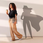 saliva and oral health, more than just spit, superhero, Image of woman with superhero shadow, dentist in euless