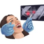 woman at dentist for limited exam getting tooth checked for signs of root canal
